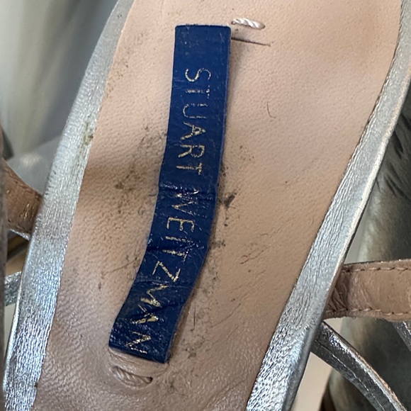 Stuart Weitzman Shimmering Saffron Silver Platform Wedges SZ 7½ - Picture 15 of 15